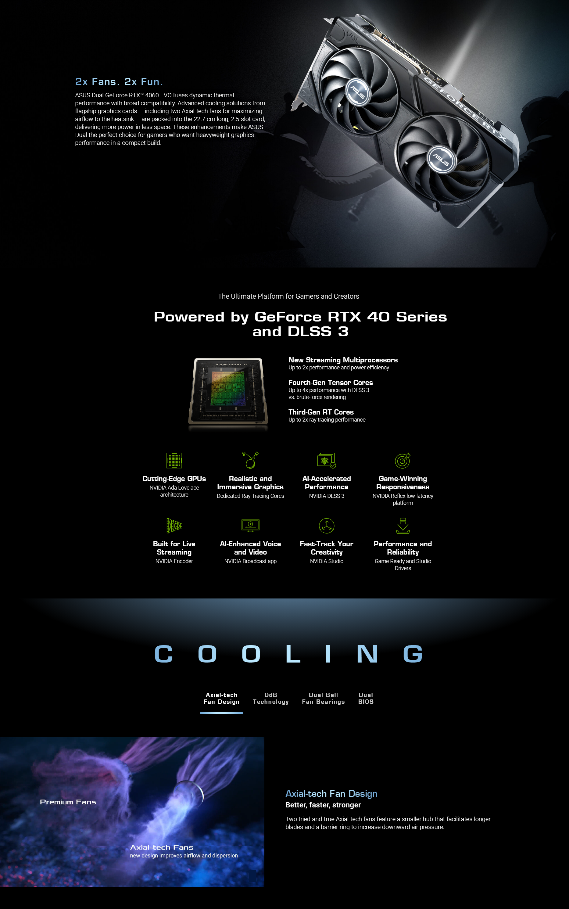 A large marketing image providing additional information about the product ASUS GeForce RTX 4060 Dual EVO OC 8GB GDDR6 - Additional alt info not provided